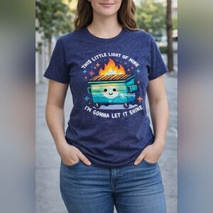 Women’s Graphic T-Shirt “This Little Light of Mine” Dumpster Fire Tee XL